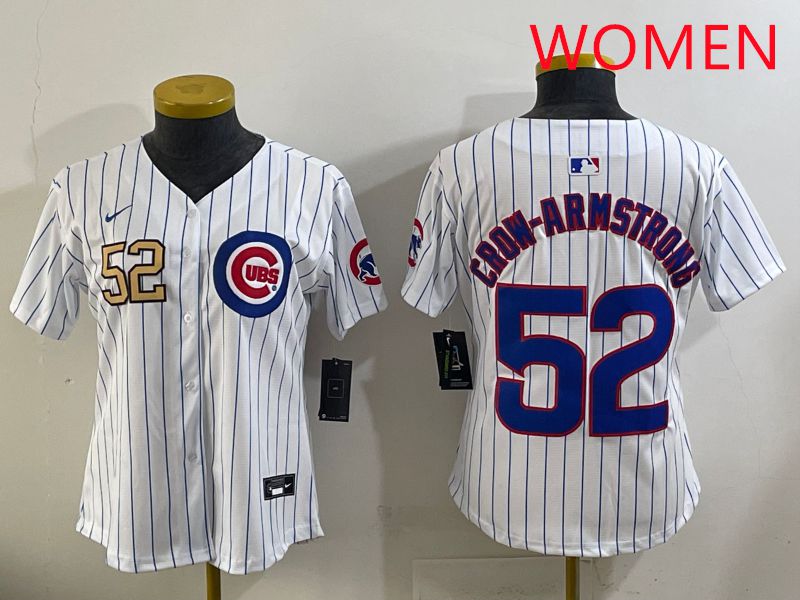 Women 2025 Chicago Cubs 52 Crow-Armstrong White Stripe Game Nike MLB Jersey style 4